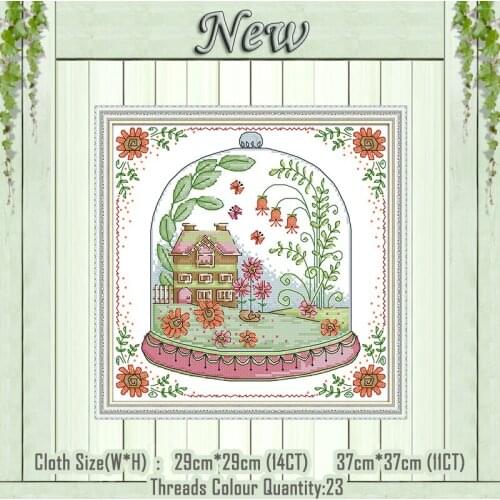 Cabin flowers cartoon decor painting counted printed on canvas DMC 14CT 11CT Chinese Cross Stitch Needlework Sets Embroidery kit