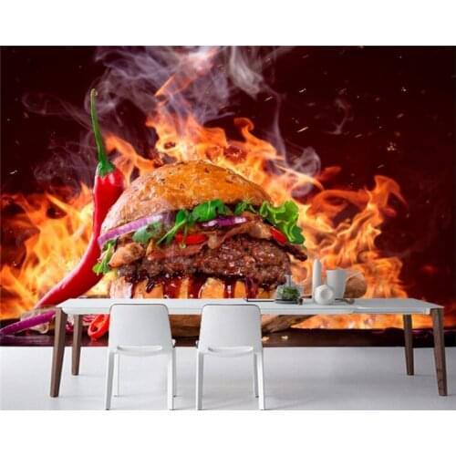 Papel de pared Fast food Hamburger Vegetables Food 3d wallpaper,living room kitchen restaurant fast food shop paper home decor