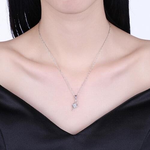 SILVERHOO Glossy Surface Women Necklace Shiny Comfortable Wearing Cubic Zirconia Silver Plated Collarbone Necklace Ladies Access