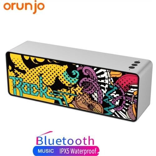 Ounjo F2 Bluetooth Speakers Portable Graffiti Wireless Speaker Stereo Rock Oversized Sound Popular Subwoofer Boombox with Mic