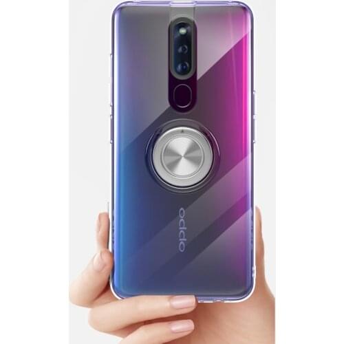 Transparenter Case For OPPO R15X Dream Mirror R17 Pro F9 F11 Pro Reno 10X Zoom Kickstand With Finger Ring Adsorption Plain Cover