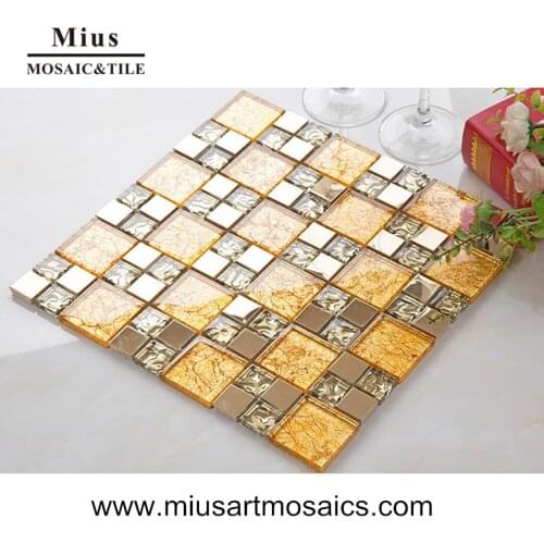 Luxury gold crystal glass mosaic tile mix me tail mosaic for kitchen backsplash
