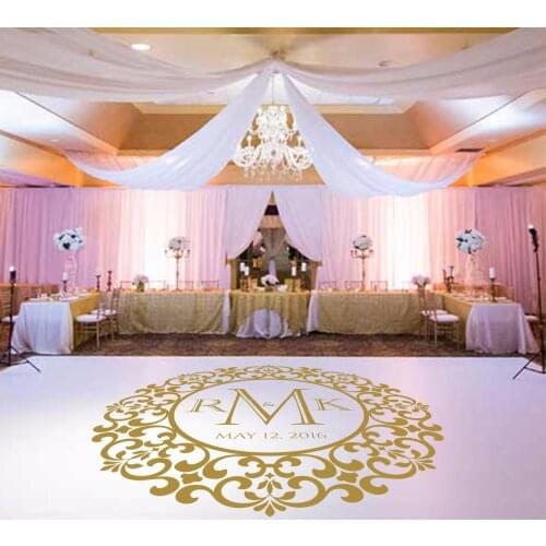 Date Country Wedding Monogram Flower Heart Dance Floor Sticker PartyaWall Decal Reception C1009
