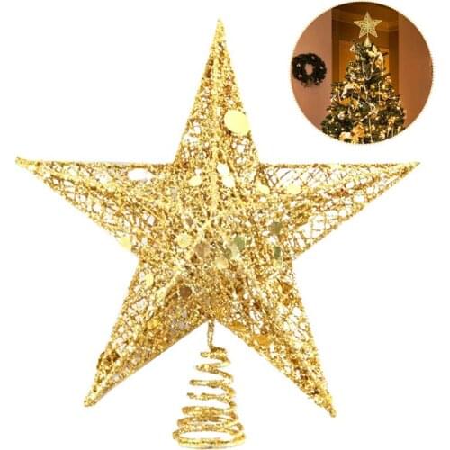 20cm Christmas Tree Topper Iron Star For Xmas Tree Ornaments Tree Top Navidad Noel Kerst Natal New Year рождество Holiday Decor