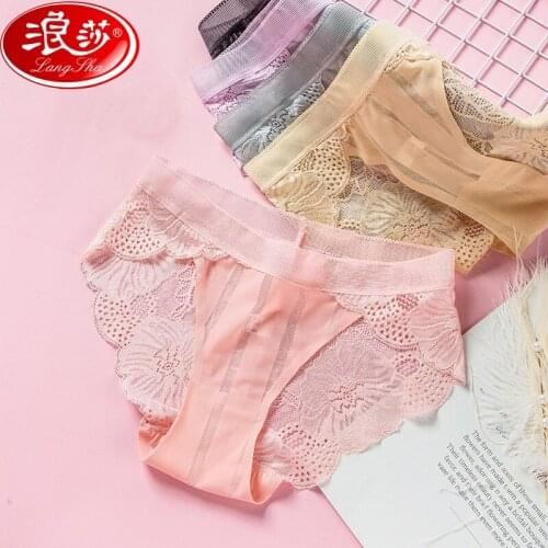 LANGSHA 3Pcs/set Sexy Lace Panties Women Cotton Crotch Fashion Underwear Girls Briefs XL Sexy Women Underpants Female Lingerie