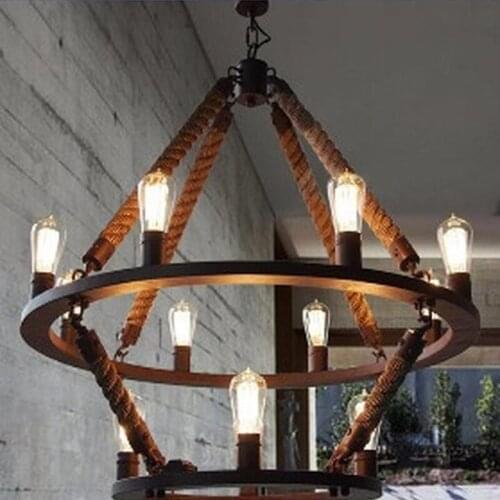 Vintage ceiling hangings Hennep chandeliers double iron hanging artificial lighting industrial-style hotel and bar decoration