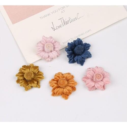 Crochet Fashion Fabric Flowers For Headwear Chic Artificial Rosette Flowers For Children Accessories