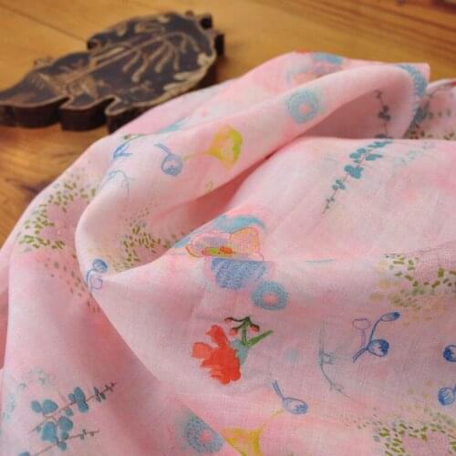 High quality natural pure ramie patchwork High end dress cheongsam tissu Floral digital printing sewing