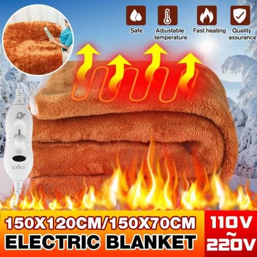 110V/220V Winter Double Electric Blanket Thicker Heater Body Warmer 150x120cm Gold Velvet Thick Fabric Thermostat Heated Blanket