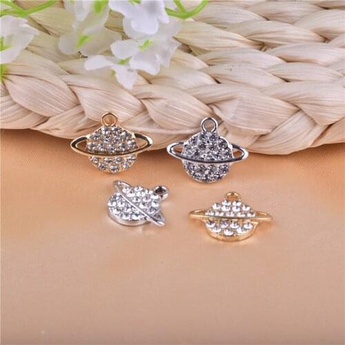 10pcs Universe Earth Crystal Charms Metal Gold Pendants Handmade Craft Charms for DIY Earring Bracelet Jewelry Making