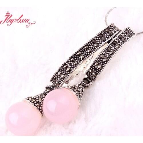 12mm Round Multi-Color Stone Marcasite White Tibetan Silver Fashion Jewelry Necklace Pendant 1 Pcs Gift ,25x55mm Free Shipping