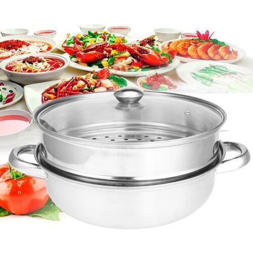 2 Tiers Food Steamer Pot Steaming Cookware Kitchen Tool Todays Specials Stainless Steel