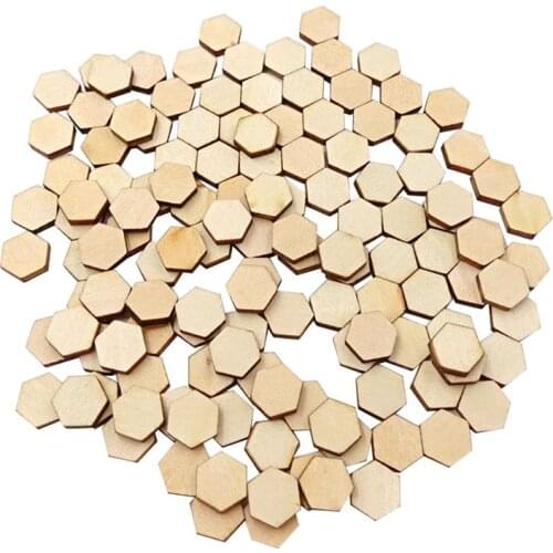 200pcs 12.5mm Wooden Hexagonal Shapes Pieces Ornaments Small Natural Wooden Slice Scrapbooking Embellishments DIY Crafts A3