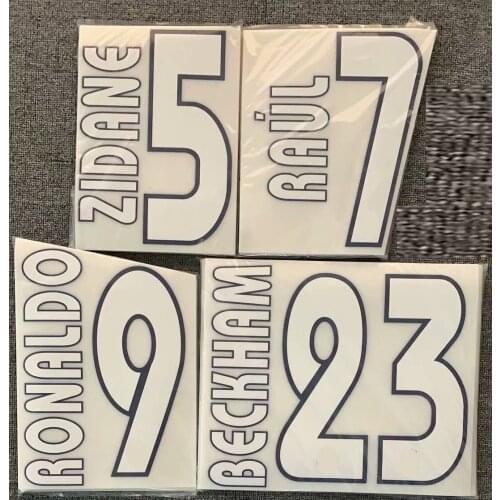 2002-2005 Zidane Raul Ronaldo Beckham Nameset Printing Patches for Clothing Soccer Badge
