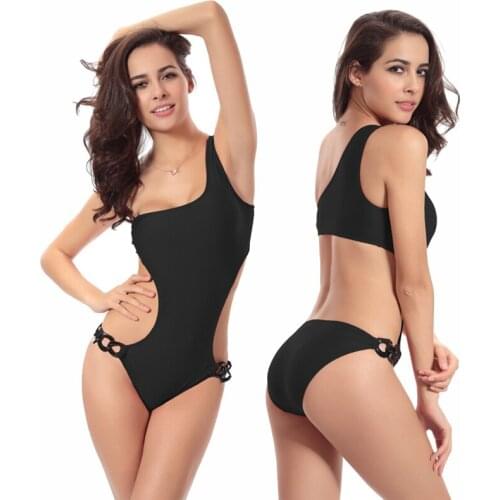 2021 Victoria Style Acrylic Chain Mayokini Sexy Single-Shoulder Monokini Bathing Suit One Piece Swimsuit Swimming Costumes 02