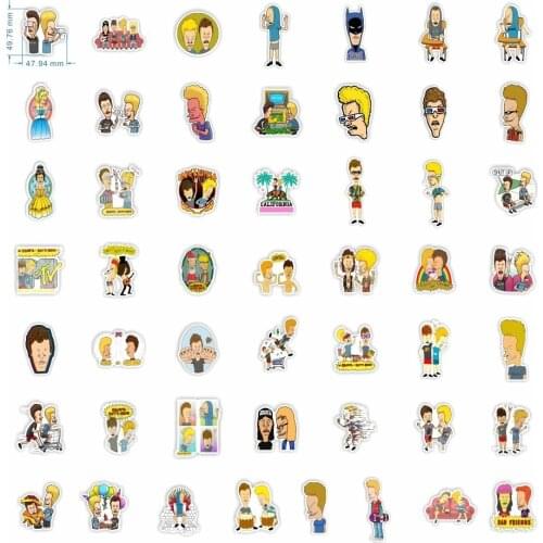 50pcs Beavis and Butt-head Do America Cartoon Stickers to DIY Laptop Phone Fridge Kettle Bike Car Decal