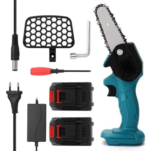 800W 4 Inch Cordless Electric Chainsaw Mini Saw Woodworking Logging Saw Pruning Shears Rechargeable Battery Garden Power Tools