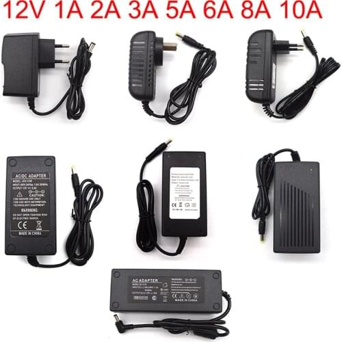 Power Adapter Supply DC 12V 1A 2A 3A 5A 6A 8A 10A Adaptor 220V To 12 V Volt Universal Charger Supply EU US Plug DC 220V To 12V