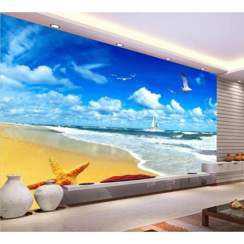 Beibehang custom Seaside scenery beach Photo Wallpaper for Wall Painting Living Room Sofa TV Background Mural Wall Paper decor