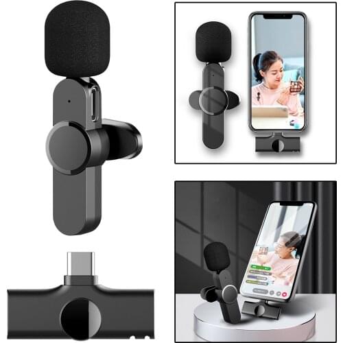 USB Type C Live Broadcast Microphone Plug & Play Wireless System Recording Live Stream Interviewer Mic for Phone Laptop PC