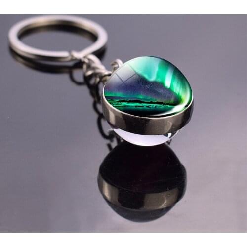 Aurora Keyring friendship gifts polar lights Glass Ball Pendant Jewelry Sphere Gift for Men Women Zinc Alloy jeep keychain