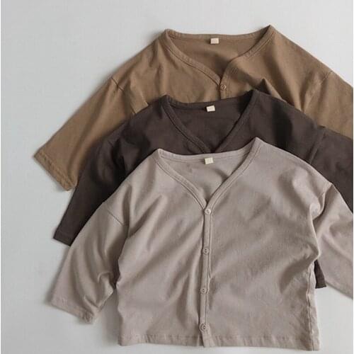 Kids Shirts Summer New Toddler Baby Boy Casual Cardigan Thin Long Sleeve Coat Girl Cotton Solid Children Sun Protection Shirt