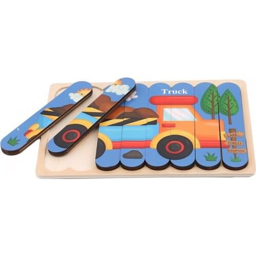 Baby Wooden Puzzle Creativity Strip Shape 3D Puzzle Telling Stories Stacking Jigsaw Baby Educational Learning Toys
