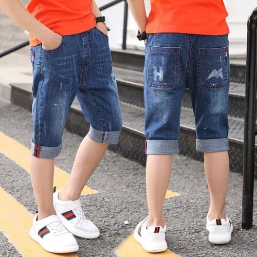Hot Sale 2019 Toddler Boy Denim Shorts Summer Baby Kids Blue Color Short Pants Elastic Waist Children Clothing 110-160 Size