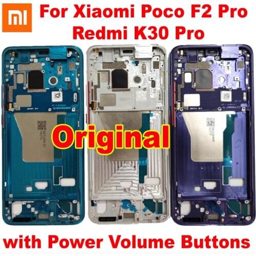 Original Quality Redmi K30 Pro Housing Door Front Bezel Middle Frame with Power Volume Buttons For Xiaomi Poco F2 Pro Chassis