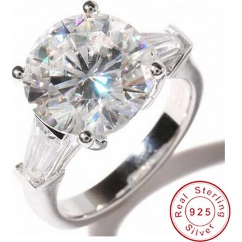Solitaire 4ct Lab Diamond cz Ring 925 sterling silver Promise Engagement Wedding band rings for women men Fine Party Jewelry