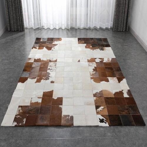 American style cowhide patchwork rug , big size genuine cow skin fur carpet, plaid decorative living room rug SALES