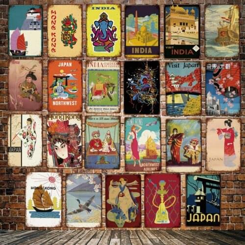 [ Mike86 ] Asia Travel Japan HongKong India Metal Sign Vintage Store Retro Iron Painting Poster Art 20*30 CM LT-1939
