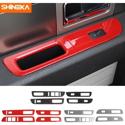 Interior Mouldings For Ford F150 Raptor 2009-2014 Car Window Lift Panel Switch Button Decoration Cover Stickers For Ford F150