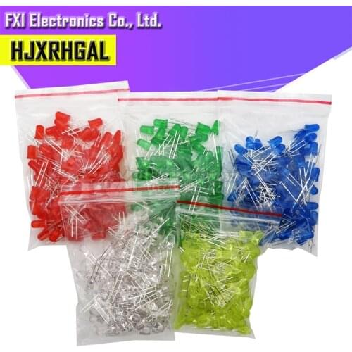 500Pcs/lot 5MM LED Diode Kit Mixed Color Red Green Yellow Blue White 5value*100pcs
