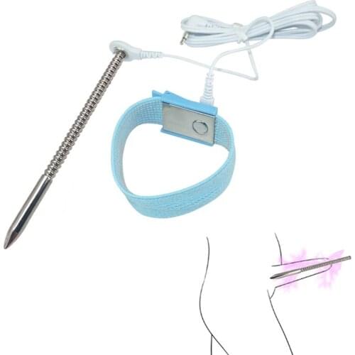 Stainless steel male Unipolar Electric shock urethral penis plug thread dilator device metal electro stimulation sex toy for men