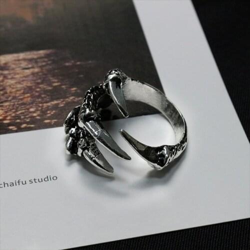Fashion Retro Skull Devil Claw Open Ring for Men Women Trendy Boho Dark Souls Punk Male Personality Dragon Eagle Adjustable Ring