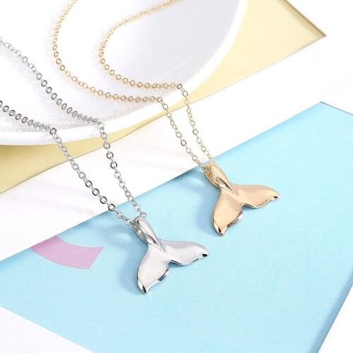 Lovely Whale Tail Fish Nautical Charm Necklace for Women Girls Animal Fashion Necklace 2 Colors Mermaid Tails Necklaces Jewelry