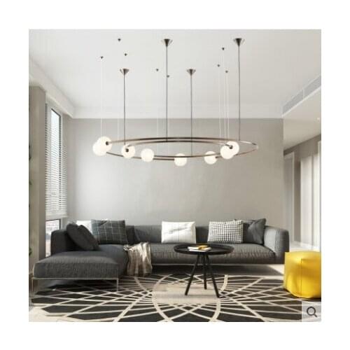 Planetary ring glass ball chandelier simple modern living room hotel exhibition hall light creative dining room lamp