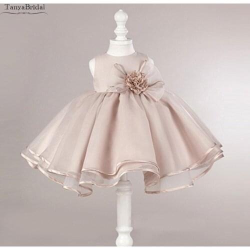 Khaki Flower Girl Dresses Ruffle Soft Ball Gown With Bow Flower For Wedding Party Communion Dresses Vestido XF002