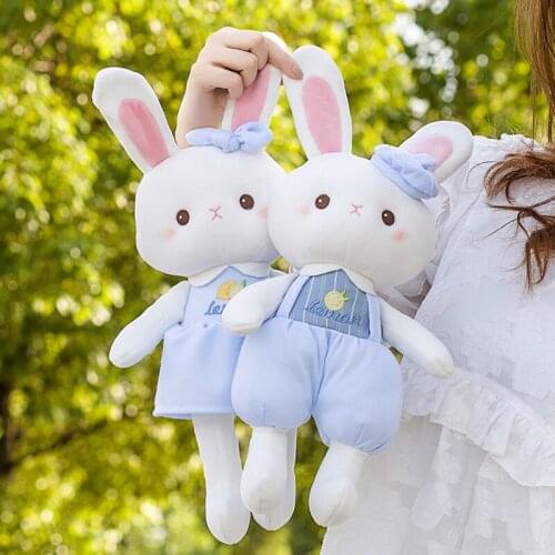 1pc 40cm Cartoon Couple Rabbit Plush Toys Lovely Little Rabbit with Clothes Plush Pillow Stuffed Comfortable Plushie Toy Gift