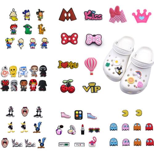 10pcs Medical PVC Shoe Charms Decorations Crystal Flowers Fruit Ornaments Animals Dog Accessories Fit Bracelet Kids Gift