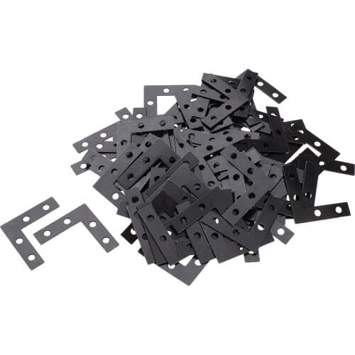 Durable 100 Pcs Black Angle Plate Corner Brace Flat L Shape Repair Bracket 38 x 38mm