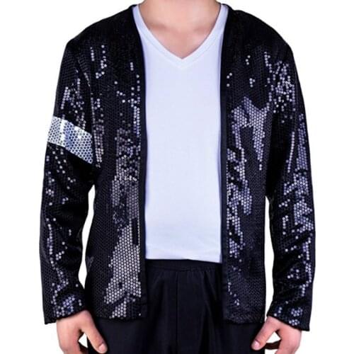 Rare Fashion Cosplay MJ Michael Jackson Billie Jean Sequined Jacket Premiere XS-XXXL