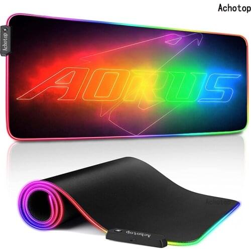 RGB Aorus Gaming Play Mats Mousepad Anime Cartoon XXL Large Gamer Mouse Pad Big Keyboard Desk Computer LED PC Mat Notbook Pads