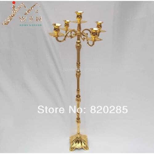 Tallest 103cm height shiny Golden plated centerpiece candelabra, fashion metal candle holder for wedding, events or party use