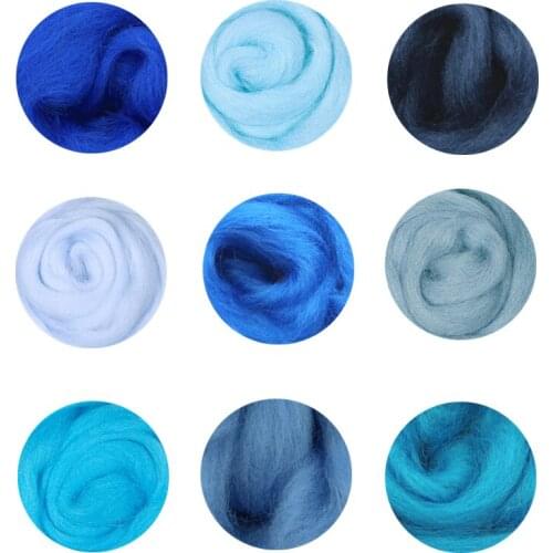 66S Blue Color Series Wool Fibre for Needle Felting Wet Felting Wool Felting Handmade Spinning DIY Craft Materials