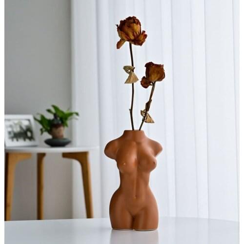 Nordic Women Body Art Vase Plant Flower Pots Living Room Decor Human Nude Ceramic Vase Sculpture Figurines Dropshipping