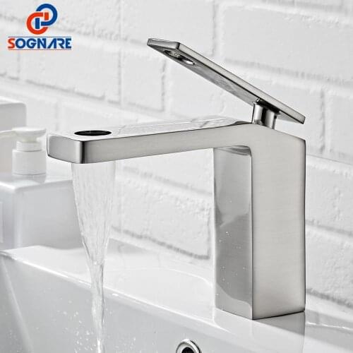 SOGANRE Basin Faucets Fashion Bathroom Mixer Tap Brass Washbasin Faucet Single Handle Single Hole Elegant Crane For Bathroom