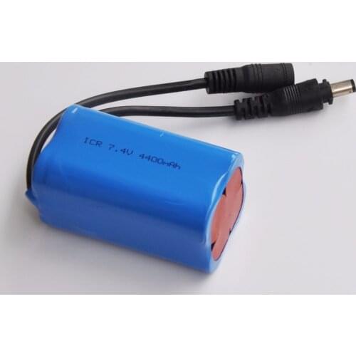 US 1-2PCS 4400mah 8.4V 7.4V 18650 Rechargeable Li-ion Battery Lithium ion cell pack for fishing LED torch headlight flashlight
