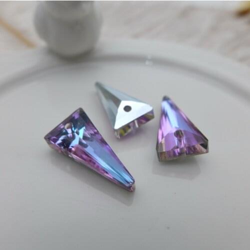 18mm triangle shape glass charms crystal pendants AB/clear white jewelry DIY earrings accessories findings necklaces spark 60pcs